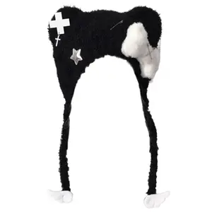 Punk Furry Bear Ear Knitted Hat – Warm Winter Hat for Girls