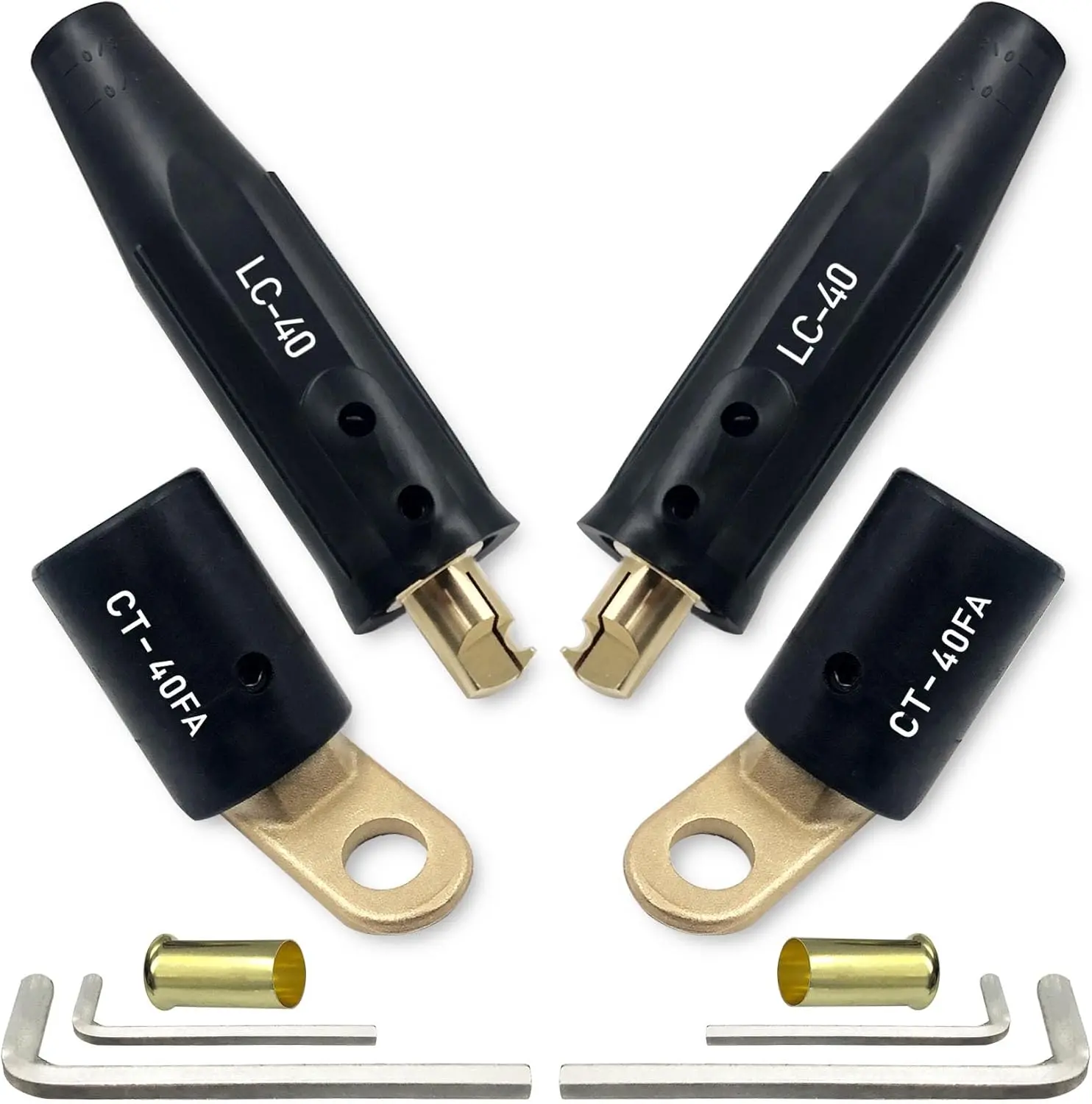 2PCS CT-40FA Welding Terminals & 2PCS LC-40 Welding Cable Connectors, Welder Leads Quick Connector and Terminal for Welding Machine Accessories, 1/0 and 2/0(50-70mm²) Cable Size Capacity