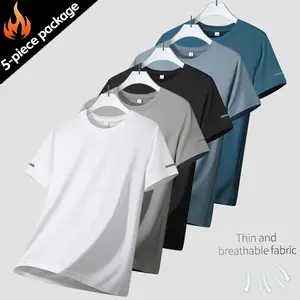 Men’s summer T-shirt pack of 5, durable material, minimalist design, comfortable and skin-friendly. Suitable for home leisure, streetwear, travel, outdoor sports, fitness, everyday work, and casual wear—perfect for all occasions.
