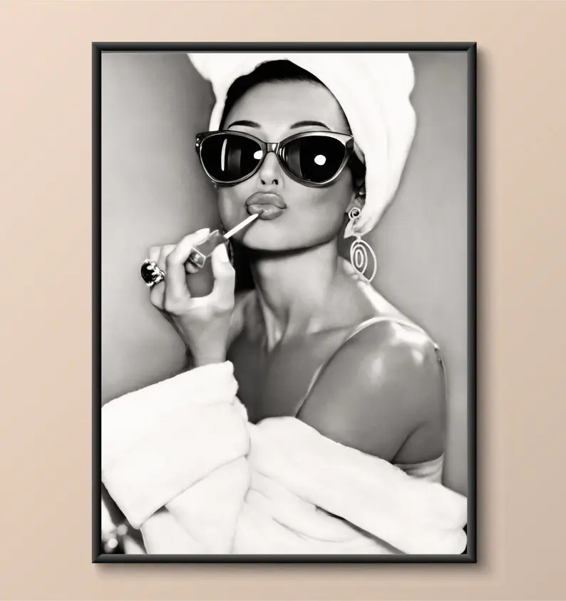 Audrey Hepburn Lipstick | Luxury Fashion Poster | Printable fashion Poster| No Frame