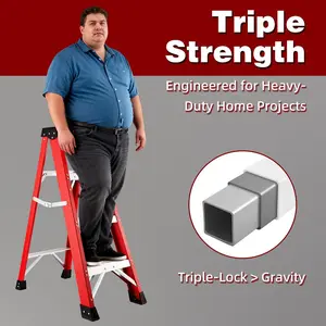 Fiberglass ladder, single-sided step ladder for electrical engineering, ladder for construction insulation, with a load capacity of 330 pounds