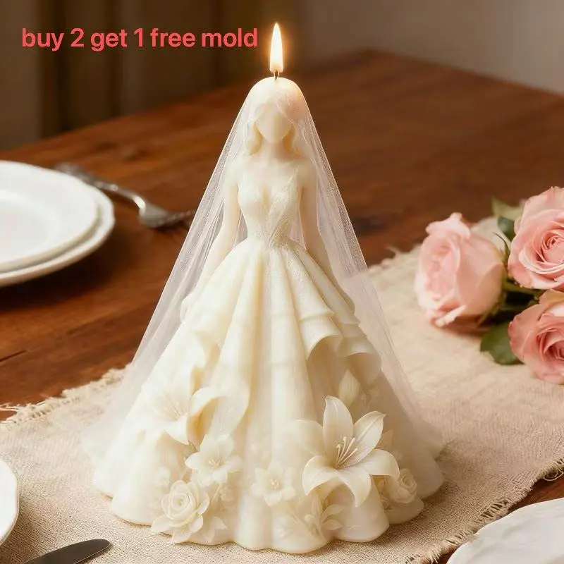 Elegant Dress Silhouette Silicone Mold((Buy 1 Free with 2 Purchases)  – 3D Candle, Soap, Resin, Plaster & Cake Decorating Mold for DIY Crafts and Home Decor