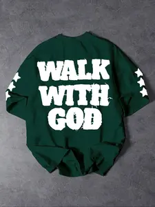 Men's Regular Fit Casa Blanca Letter Print Round Neck Tee, Casual Short Sleeve Crew Neck T-Shirt for Summer, Fashion Men's Top for Daily Wear, Tropical