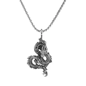 Chinese dragon titanium steel necklace retro hip-hop style domineering fashion unisex birthday gift