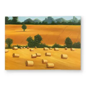 Begin Home Decor C1ROAR57QQ2W9T 5 x 7 ft. Hay Bale Fields Outdoor Rectangle Area Rug - Western Mountains Decor