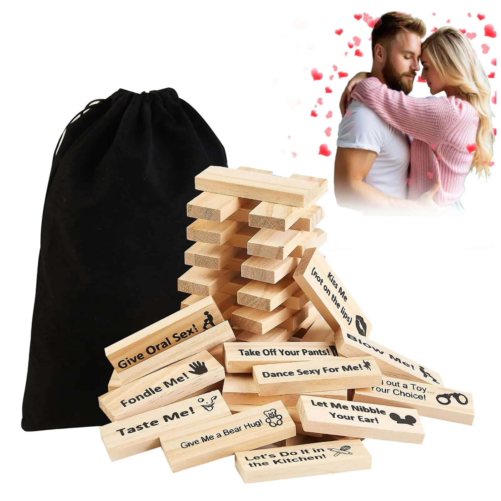 48 Blocks Adult Naughty Games, Tumble Tower Couples Game for Adults Super Naughty Block Tower Tumbling Wooden Tower Stacking Block for Couples Date Night Ideas for Valentines Day Lover Date Games Visit the iuuoi Store