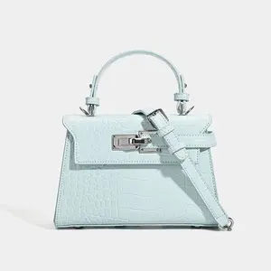 Niche design high-end crocodile pattern Kelly bag 2026 new exquisite shoulder crossbody bag versatile handbag for women