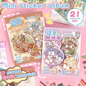 16 Mini Scene Sticker Book Set With Multi-theme Cute Room Landscape