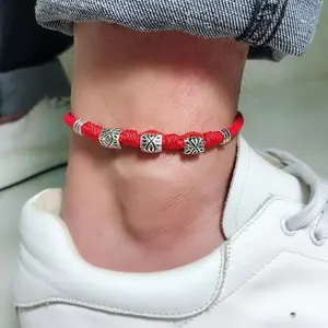 New Red Rope Anklet Men'S Fashion European And American Trendy Retro Anklet Evil Eye Lucky Anklet