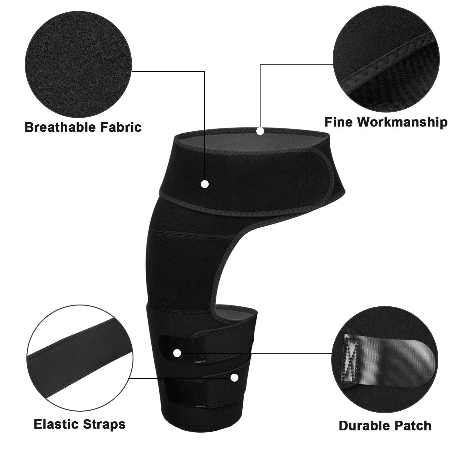 Hip Brace Compression Wrap for Sciatica Pain Relief, Groin Thigh Support Sleeve for Men Women Workout & Recovery Hip Brace Compression Wrap for Sciatica Pain Relief, Groin Thigh Support Sleeve for Men Women Workout & Recovery