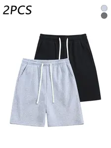 2-pack men’s summer casual athletic shorts—ideal for everyday wear, featuring a loose straight fit and comfortable, breathable fabric.