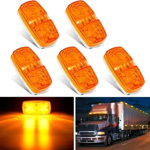 Nilight 5PCS Amber 10-LED Rectangular Double Bullseye Clearance Marker Lights, Bright Car Side Lamps, Trailer Light Kit with Easy Installation, Led Car Lights