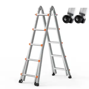 【DealsForYouDays】VEVOR Telescoping Ladder A Frame,  16.7 FT Compact Aluminum Extension Ladder, Multi-Function Portable Collapsible RV Ladder, Telescopic Ladder for Homework Stairs Indoor Outdoor Roof, 330lb Load