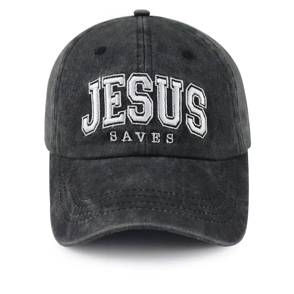 Embroidered Jesus Saves Dad Hat in 100% Cotton, Adjustable Christian Baseball Cap for Men & Women, Religious Anniversary Gift