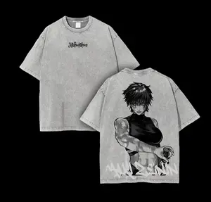 Maki Zenin - JJK Anime Double Printed Vintage Washed Tee Unisex Oversize Anime Manga Washed Heavyweight Cotton T-shirt, Gift For Anime Fan, Anime Lover