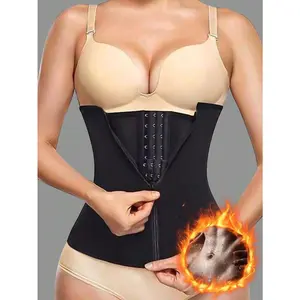 Women's Waist Trainer Corset Shapewear TummyControl Sport Workout Cincher Body Shaper withZipper Hooks Plus Size Breathable Fabric 15 SteelBones Support waist trainer shapewear tummycontrol waist trainer Black