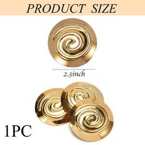 One Golden Large Round Biscuit Shaped Unique Alloy Women Brooch With Textured Surface