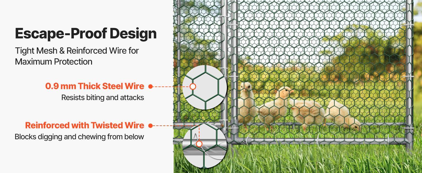 VEVOR Large Metal Chicken Coop, 9.8 x 19.7 x 6.6 ft, Walk-in Chicken Runs with Waterproof Cover, Dome Roof Hen House Enclosure with Lock, Outdoor Duck Rabbit Cage Poultry Pen for Backyard, Farm, Yard