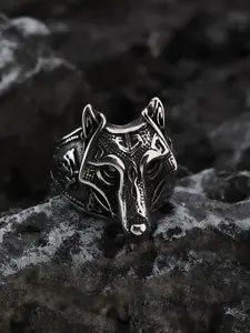 Nordic Men's Stainless Steel Ring, Viking Vegvisir Pirate Compass, Odin's Wolf Head Rune, Gothic Jewelry, Bohemian Stackable Rings, Stacking Rings, Stackable Rings, Unique Rings, Size 9-13, All Seasons Casual Style