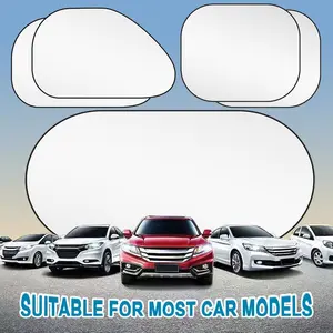 5 PCS Car Window Shade, Window Full Coverage, 39.37In x 19.68In, 25.6In x 14.96In Side/Rear Windshield Covers | UV & Heat Blocking Set, Universal Vehicle Windshield Protective Layer (Silver)