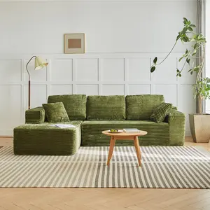 Simple Light Luxury Block Compression Sofa L-shaped Corner Fabric Sofa Living Room Modular Corduroy Sofa