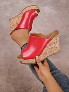 2026 New Casual Fashion Stylish Elegant Classy Heeled Cork Wedge Sandals, Fish Mouth Open Toe Platform Thick Sole Slip-Ons, Versatile Women's Shoes for Commute and Vacation