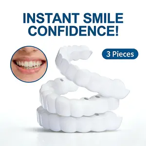 Photo-Ready Smile in 1 Min! 【3 Pairs】Cosmetic Smile Cover - Natural White Snap-In Veneers Perfect Fit for Dates & Parties Instant Confidence