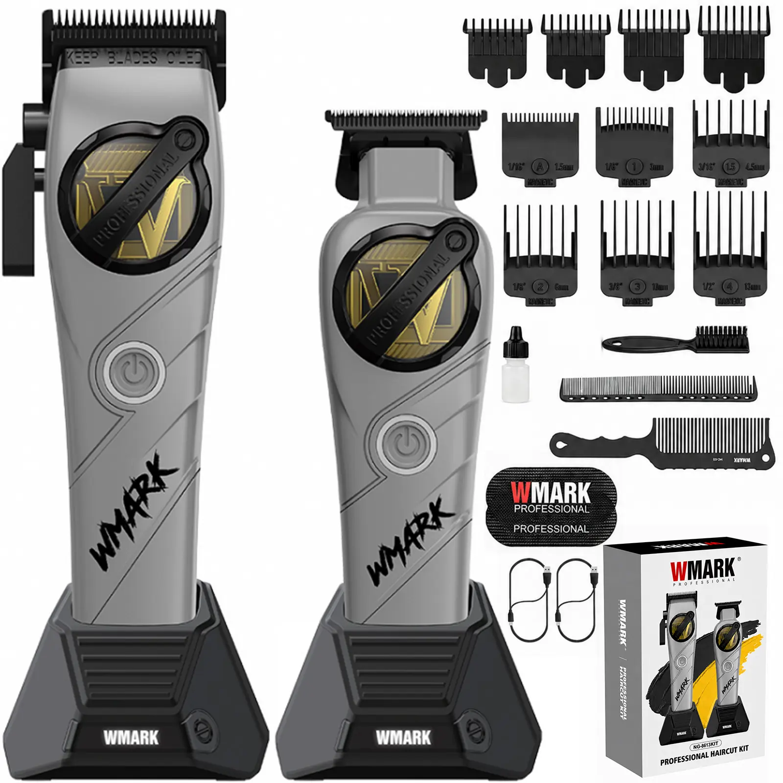 WMARK,NG-8631 KIT,Men's Professional Adjustable Hair Clipper Kit For Men,Cordless Hair Clipper and Trimmer Set For Barber Shop ,Rechargeable Electric Clipper & Accessories Hair Grooming Kit,Barber Equipment,Slons,Men's Gift high-speed