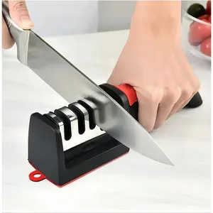 Three/four-stage knife sharpener, suitable for ceramic/steel knives and scissors, a kitchen accessory that helps repair, restore, and polish knives