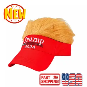 Trump 2024 Visor with Fake Hair Funny Donald Trump Hat Breathable Adjustable Durable
