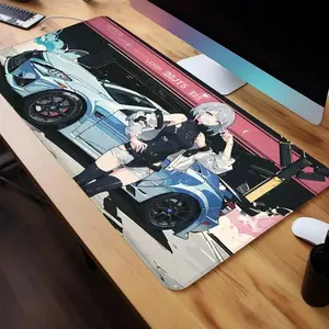 Anime Car & Girl Pattern Extended Mouse Pad, 1 Count Rectangle Non-slip Gaming Mouse Pad, Office Decorative Keyboard Pad for Home Office Desk