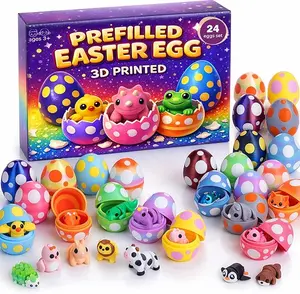 Mother day Gift Prefilled 3D Printed Animals Easter Eggs - 24 Pcs Prefilled Easter Eggs with Toys - Pre Filled Mini 3D Printed Animals Easter Eggs - Wigglitz 3D Fidget Toys Animals Assorted for Boys Girls
