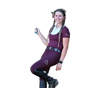 Burgundy and White Equestrian two tone long sleeve show shirt