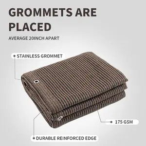 90% Sunshade Fabric, Garden Shade Net with Grommets, Outdoor Patio Sunshade, Ideal for Plant Covering, Patio Shelter, Greenhouse, Carport, Dog Kennel, Coffee