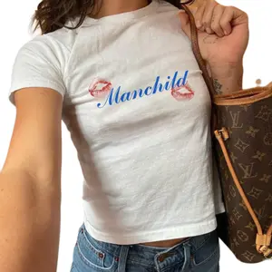 [Sale Up To 40%] Manchild Baby Tee Shirt, Hey Men Shirt, Espresso, Trendy Y2K Style Tee, 90s Style Pinterest Shirt, Downtown Girl, MBF