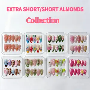 Her Apex Nails EXTRA SHORT/SHORT ALMONDS Collection - Handmade Press-On Nails | Reusable, Salon-Quality, Long-Lasting, Glossy Design