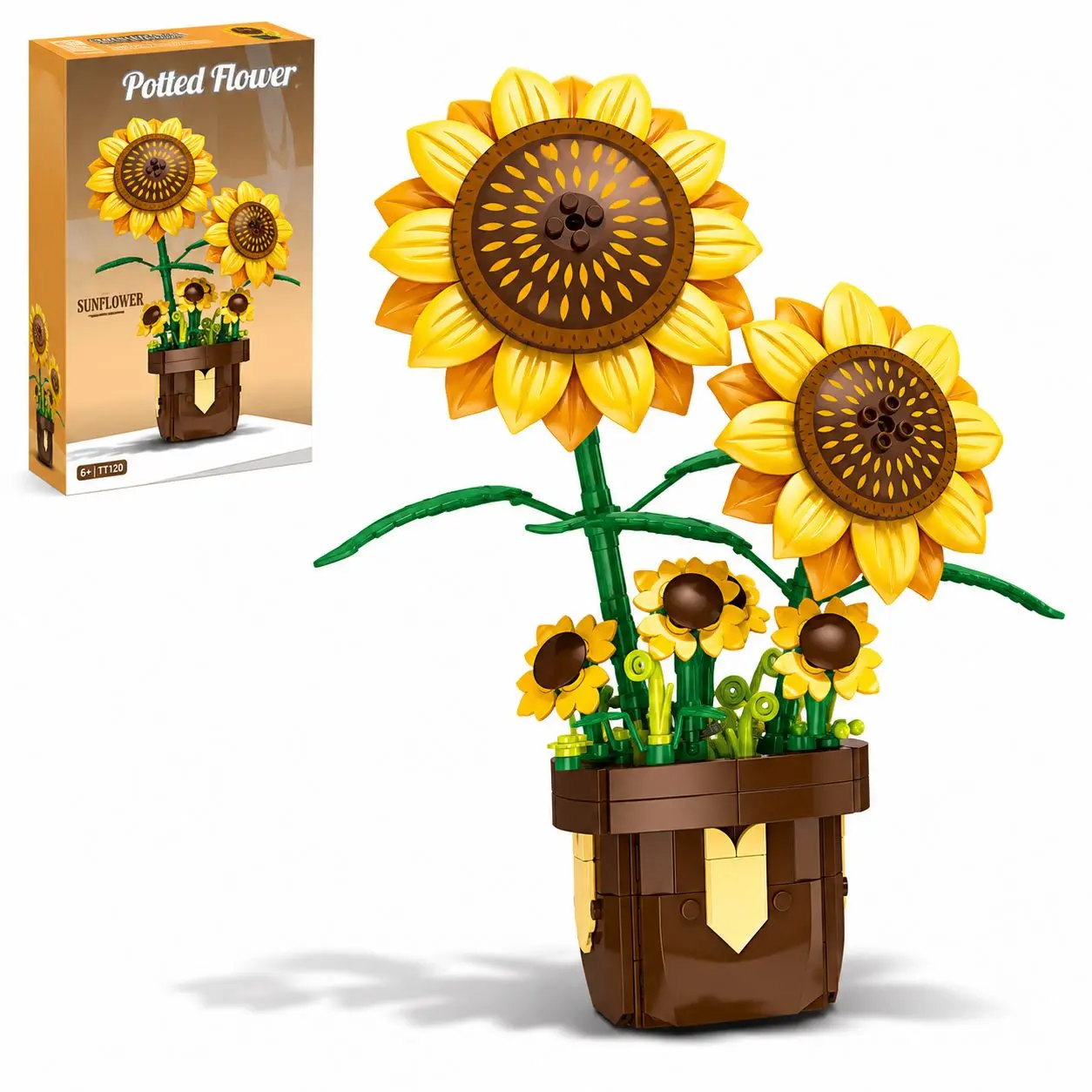 JYRUE Sunflower Building Set, Potted Sunflower Building Blocks Compatible with Lego Flowers, Botanical Collection Artificial Plant Decor, Birthday for Women Girls Kids 6+ 291PCS