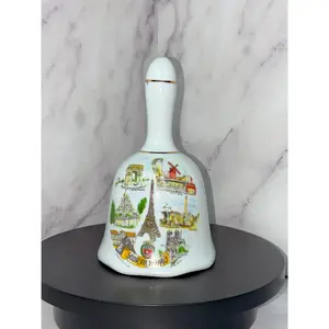 🗼 Vintage "Souvenir de Paris" Porcelain Bell – Iconic Landmarks Collectible (Circa 1970s-1980s) 🇫🇷