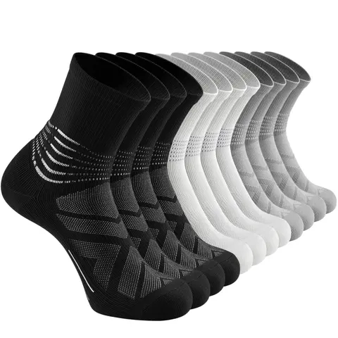 IRAMY 6/12/18 Pairs Multipack Compression Ankle Support Crew Socks for Men & Women – Coolmax Wicking, Big Mesh, Elastic Stretchy, Breathable, Soft, Cushioned, Moisture-Wicking, All-Day Comfort, Athletic Running & Daily Wear Socks, Soft Cozy, Relax (Beige)
