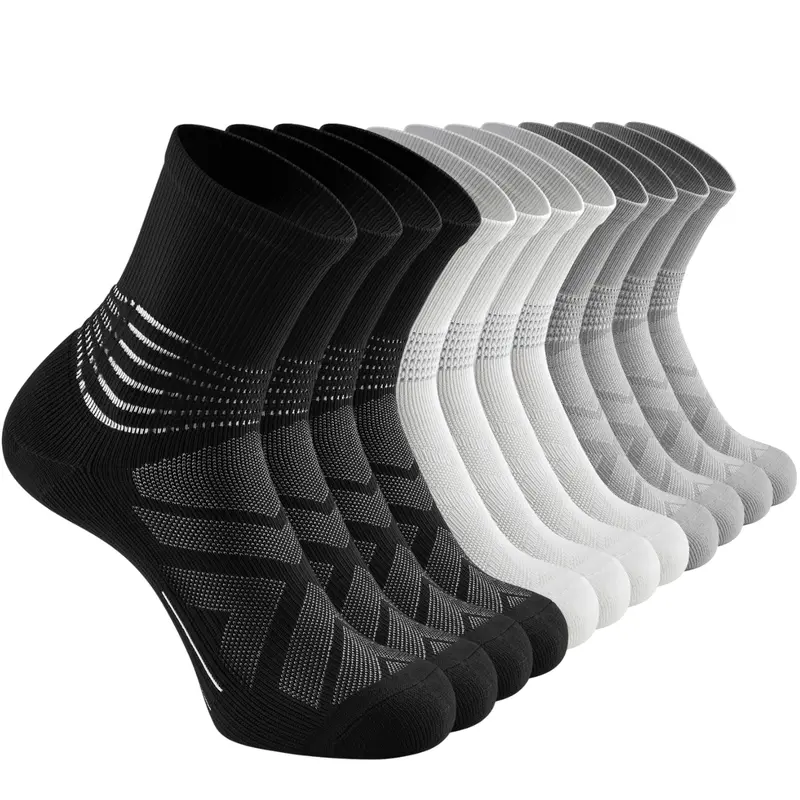 IRAMY 6/12/18 Pairs Multipack Compression Ankle Support Crew Socks for Men & Women – Coolmax Wicking, Big Mesh, Elastic Stretchy, Breathable, Soft, Cushioned, Moisture-Wicking, All-Day Comfort, Athletic Running & Daily Wear Socks, Soft Cozy, Relax (Beige)