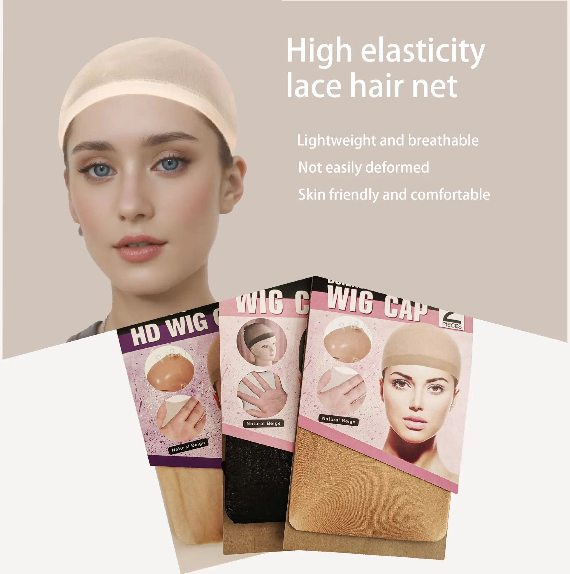 MSCLARA Wig Cap For Lace Frontal Wig 2 Piece StretchElasticHair Net For Women Elastis Head Band
