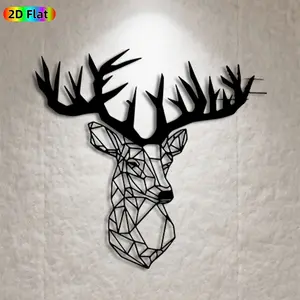1pc Deer Head Metal Wall Art,Geometric Deer Head Statue Mural,Ideal Gift for Christmas,New Year,Wildlife Decor Enthusiasts,Weather-Resistant Metal Wall Decor Wall Sculptures,Perfect for Living Room Wall & Garden Fence Deer Art Enthusiasts