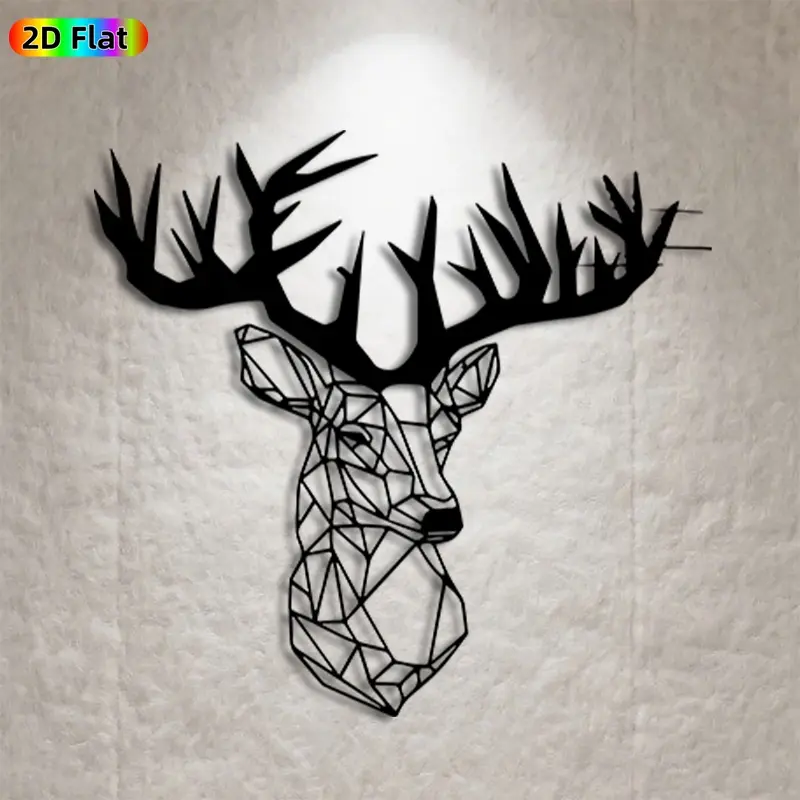 1pc Deer Head Metal Wall Art,Geometric Deer Head Statue Mural,Ideal Gift for Christmas,Wildlife Decor Enthusiasts,Weather-Resistant Metal Wall Decor Wall Sculptures,Abstract Wall Art,Perfect for Living Room Wall & Garden Fence Deer Art Enthusiasts