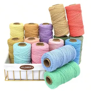 DIY Handmade Cotton Rope, 3mm Wide 4 Strand Hand Woven Decorative Cord, Ideal for Knitting & Crafting Projects, Perfect for Hanging Mats, Bundling & Crochet Items