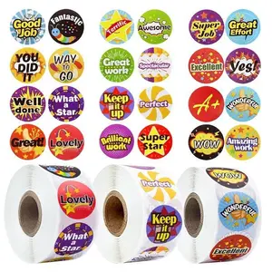 3 Packs of 500 Stickers Per Roll, Multicolor Reward Stickers for Kids, Fun Learning Tools, Birthday Party Decorations, Office Supplies