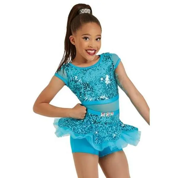 Pre-Owned Costume  Weissman  12395 Medium Adult Turquoise Skirt Jazz Tap Sequin
