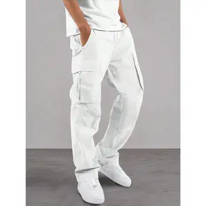 Manfinity Hypemode Men's Simple Front-Tied Multi-Pocket Cargo Pants For Daily Casual Wear Menswear Polyester