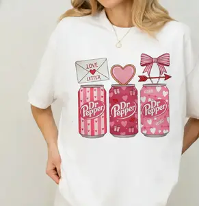 Soda Valentines Day T-shirt, Soda Pink Valentine Coquette, DrPepper Valentine's Day Shirt