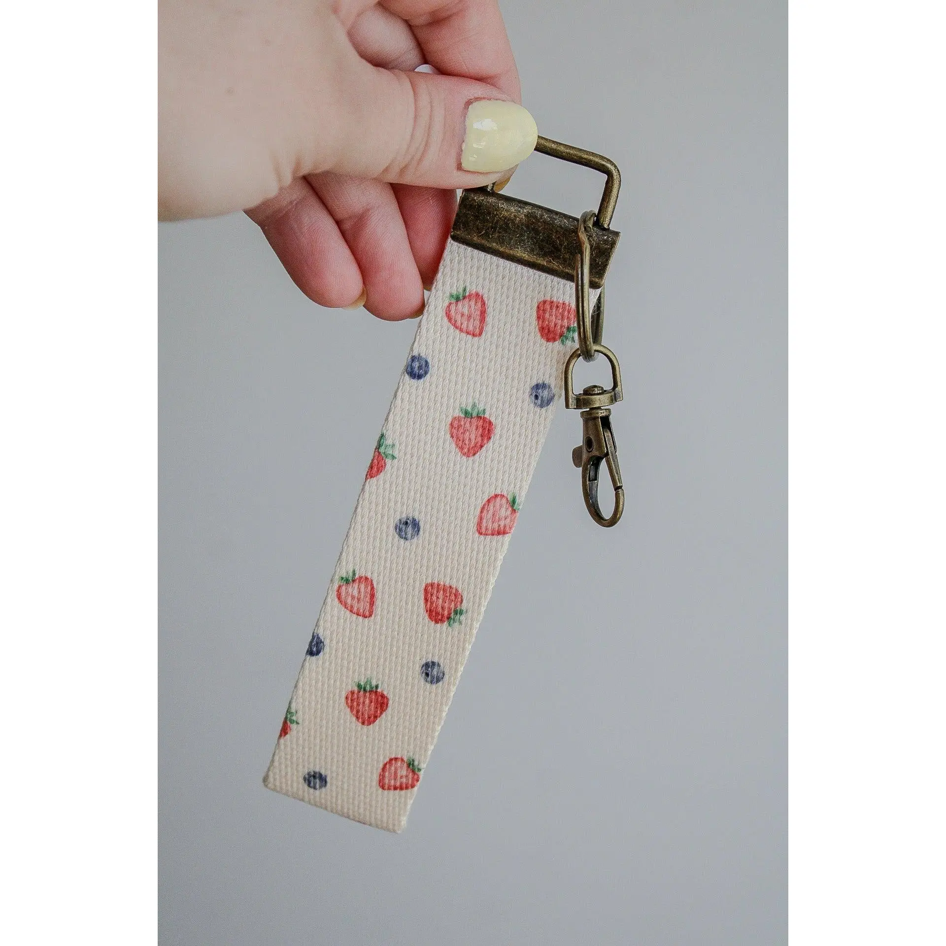 Canvas Wristlet Lanyard Keychain, Berry Color Fashion Accessory for Keys & Small Items