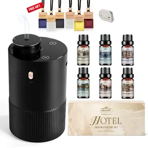 AESHORY Waterless Essential Oil Diffuser Starter Kit with Hotel Fragrance Oil Battery Operated Mini Scent Diffuser, Portable Aromatherapy Diffuser for Home, Car, Office (Black)